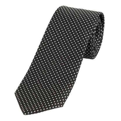 Black/White Luxury Mini Spotted Weave Neck Tie
