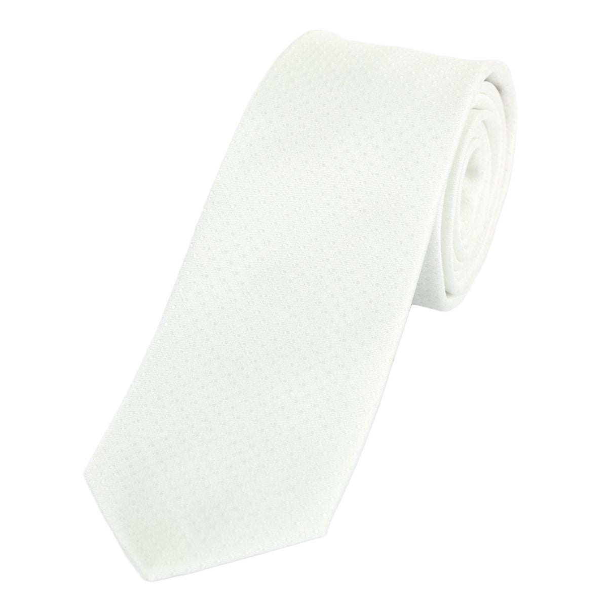White Luxury Mini Spotted Weave Neck Tie