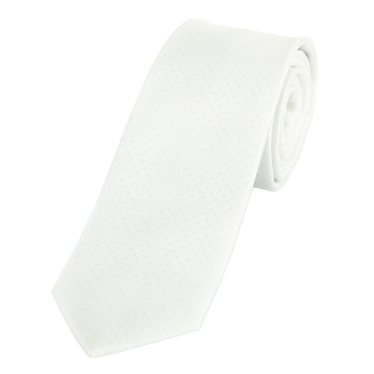 White Luxury Mini Spotted Weave Neck Tie