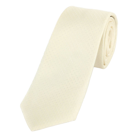 Ivory/White Luxury Mini Spotted Weave Neck Tie