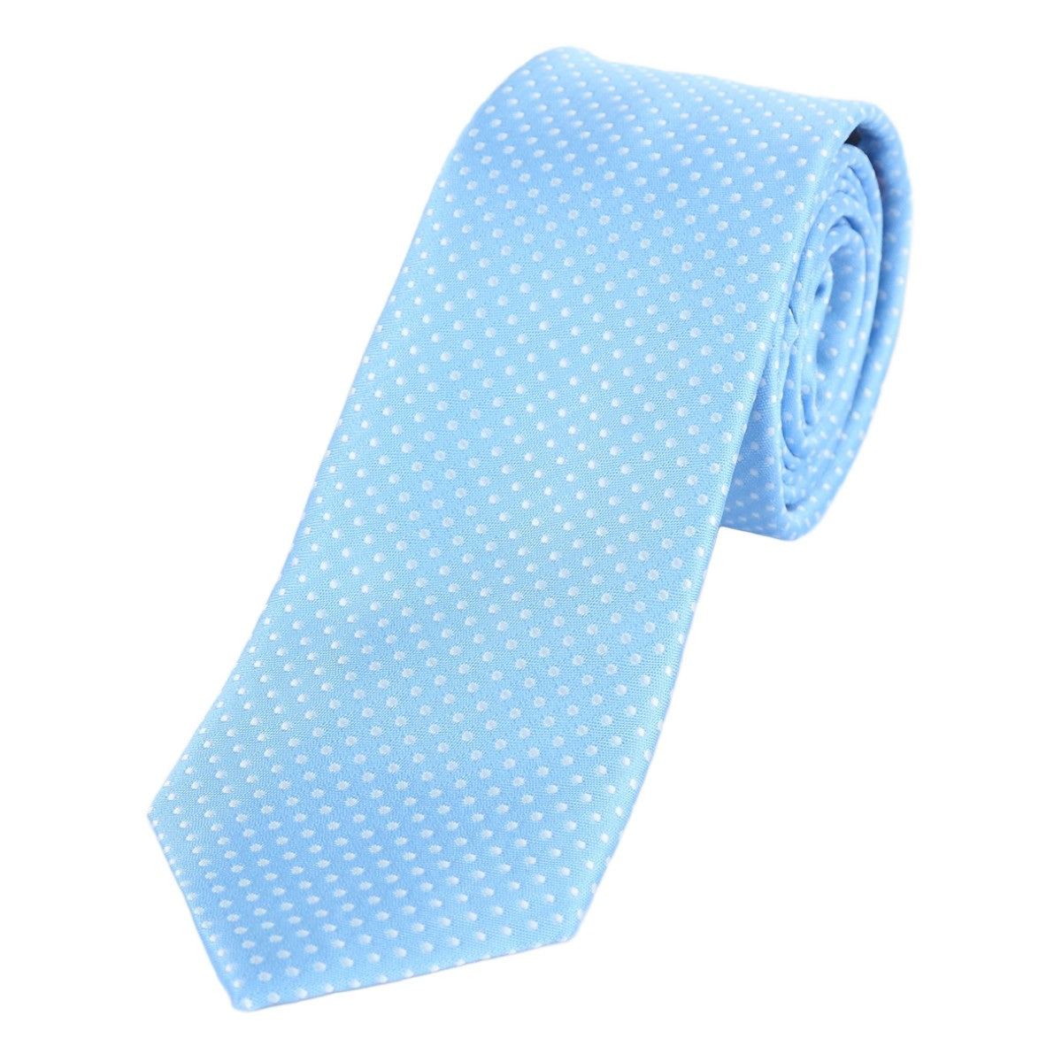 Sky/White Luxury Mini Spotted Weave Neck Tie
