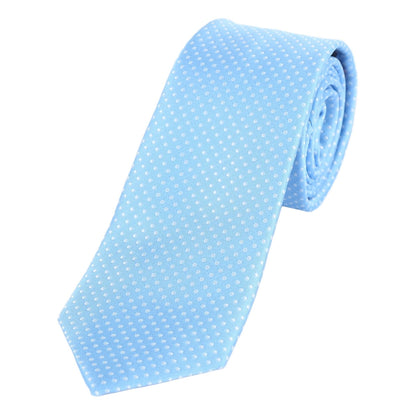 Sky/White Luxury Mini Spotted Weave Neck Tie