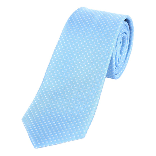 Sky/White Luxury Mini Spotted Weave Neck Tie