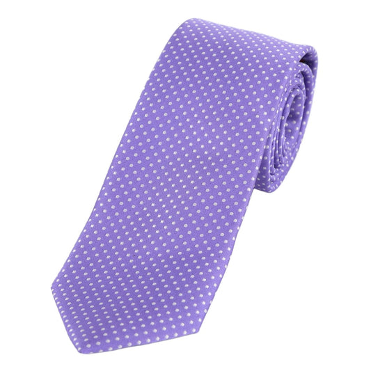 Purple/White Luxury Mini Spotted Weave Neck Tie