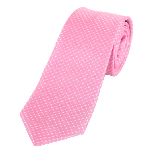 Pink/White Luxury Mini Spotted Weave Neck Tie
