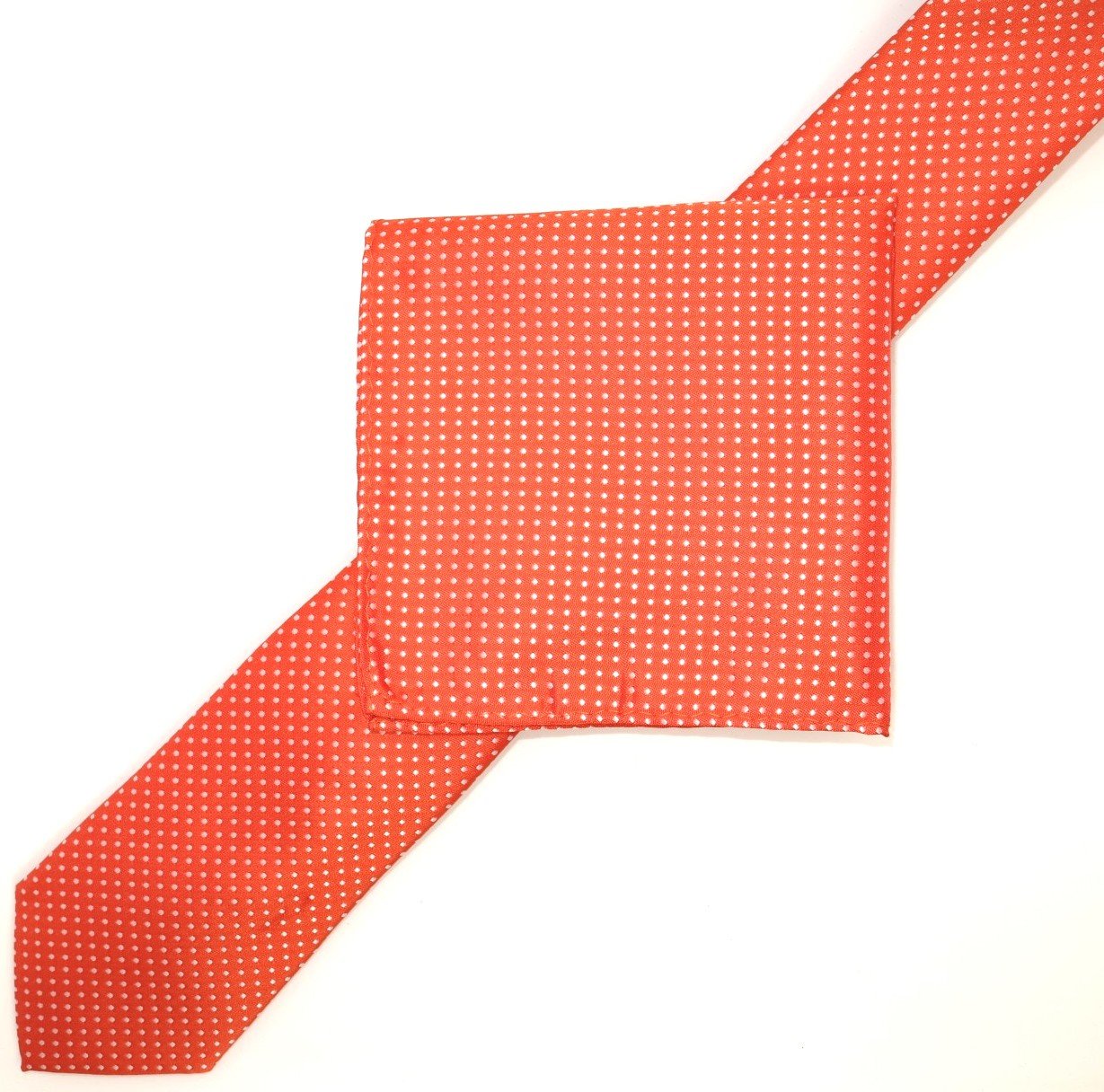 Orange/White Luxury Mini Spotted Weave Pocket Square