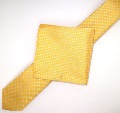 Gold/White Luxury Mini Spotted Weave Neck Tie