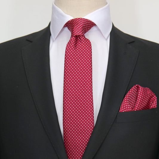 Burgundy/White Luxury Mini Spotted Weave Neck Tie