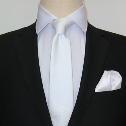 White Luxury Mini Spotted Weave Neck Tie