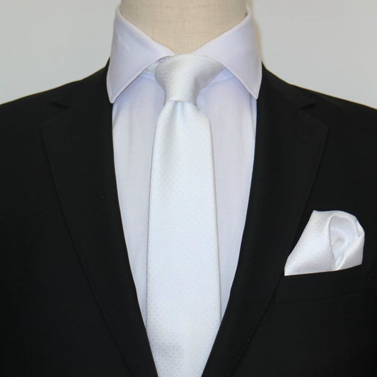 White Luxury Mini Spotted Weave Neck Tie