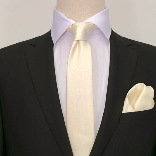Ivory/White Luxury Mini Spotted Weave Neck Tie