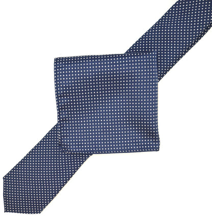 Navy/White Luxury Mini Spotted Weave Pocket Square