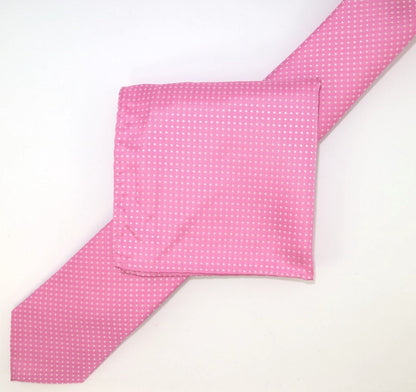 Pink/White Luxury Mini Spotted Weave Neck Tie