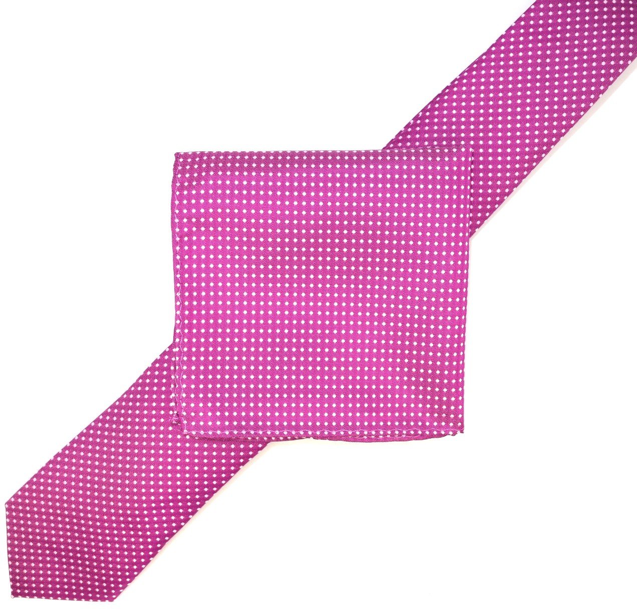 Magenta/White Luxury Mini Spotted Weave Pocket Square