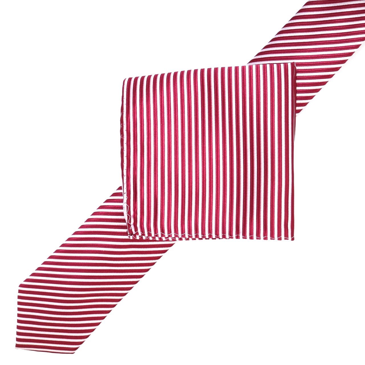 Burgundy/White Luxury Diagonal Striped Weave Neck Tie