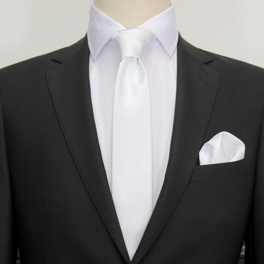 White Luxury Diagonal Striped Weave Neck Tie