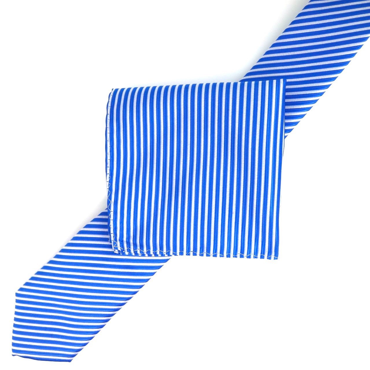 Royal/White Luxury Diagonal Striped Weave Neck Tie