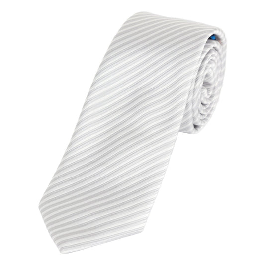 Silver/White Luxury Diagonal Striped Weave Neck Tie