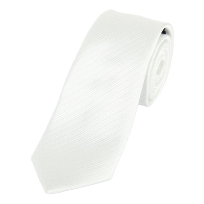 White Luxury Diagonal Striped Weave Neck Tie