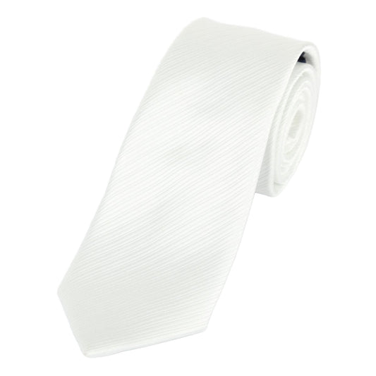 White Luxury Diagonal Striped Weave Neck Tie