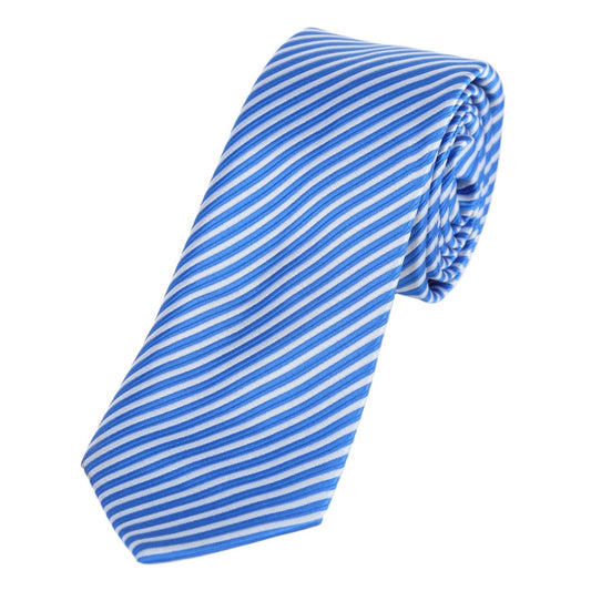 Royal/White Luxury Diagonal Striped Weave Neck Tie