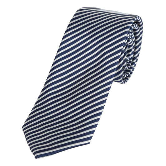 Navy/White Luxury Diagonal Striped Weave Neck Tie