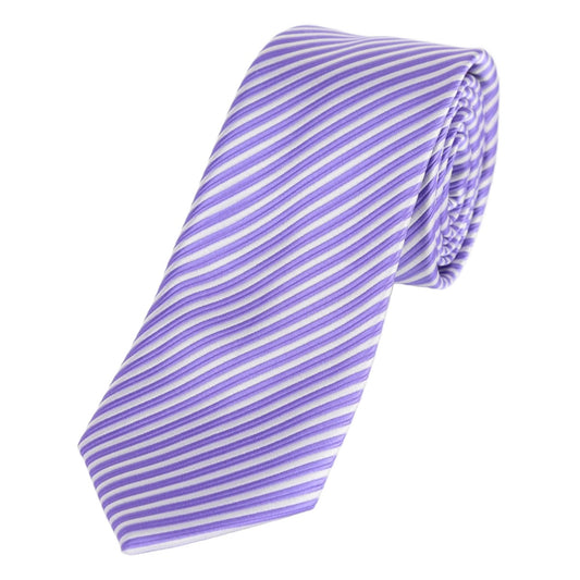 Purple/White Luxury Diagonal Striped Weave Neck Tie