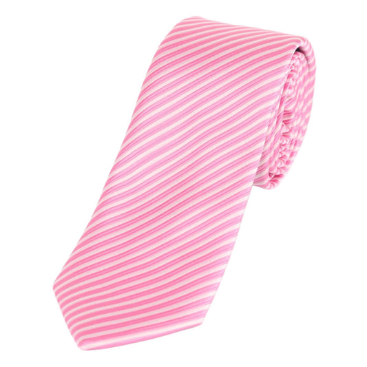 Pink/White Luxury Diagonal Striped Weave Neck Tie