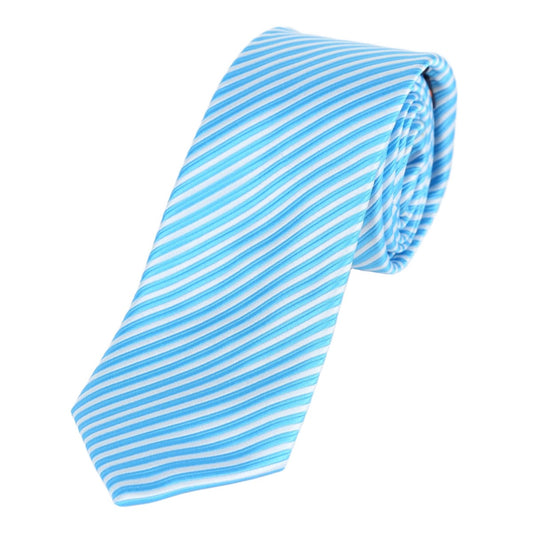 Blue/White Luxury Diagonal Striped Weave Neck Tie