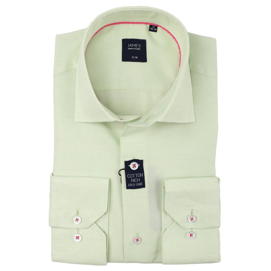 long sleeve mens shirt in a lime cotton weave