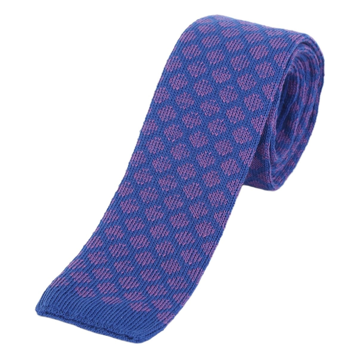 Royal/Lilac Spotted Geometric Mens Knitted Tie