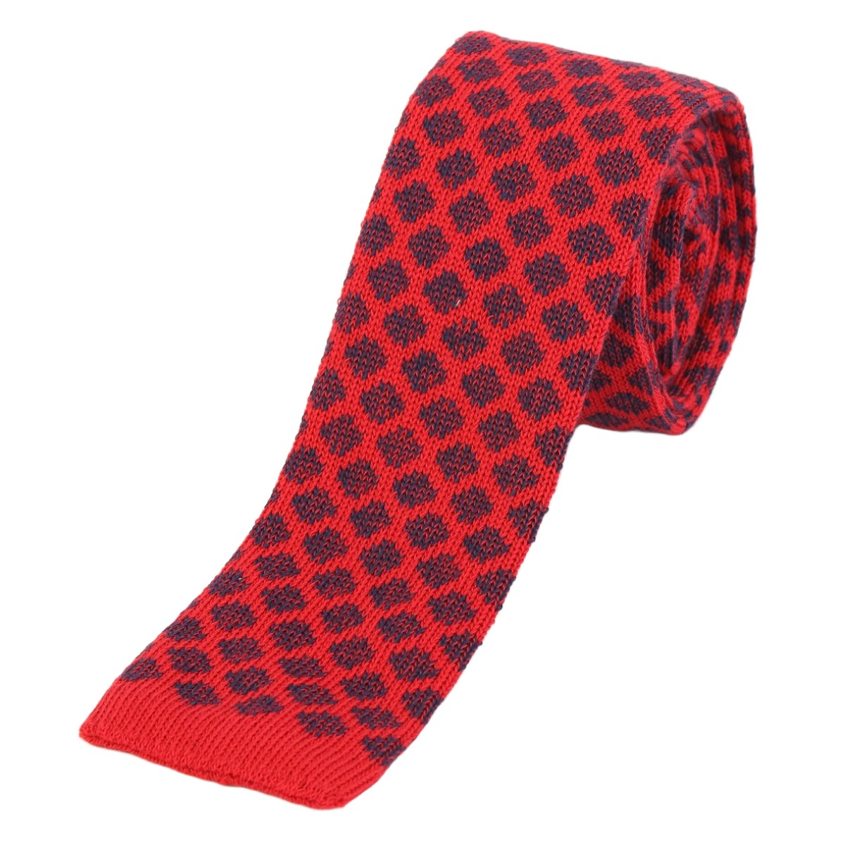 Royal/Red Geometric Mens Knitted Tie