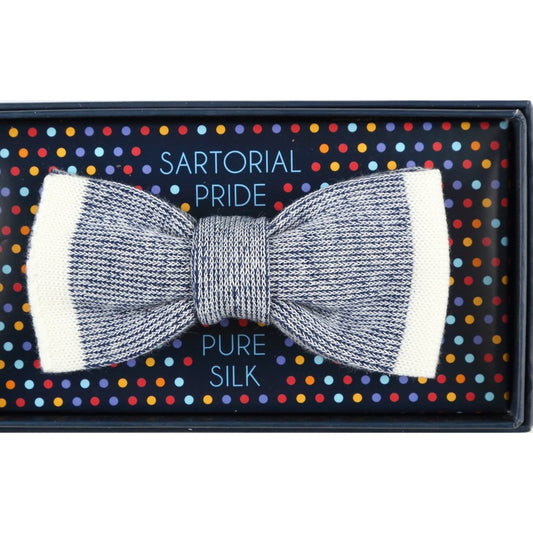 Navy Shaded Effect Mens Italian Knitted Bow Tie