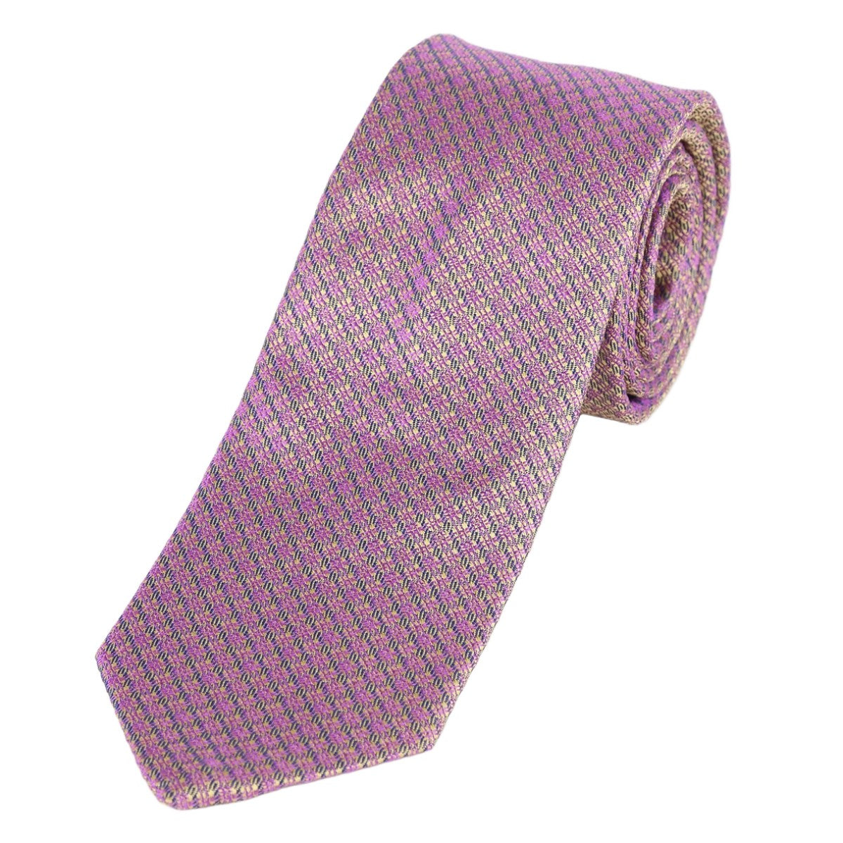 Beige/Purple Textured Weave Mens Italian Silk Neck Tie