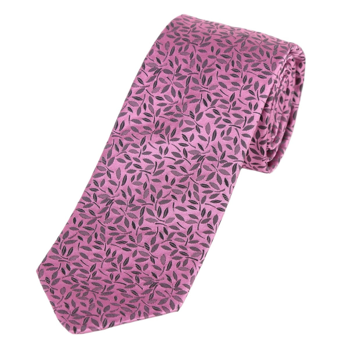 Pink/Grey Mens Floral Italian Silk Tie