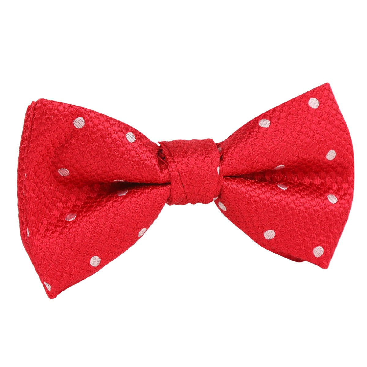 Red/White Luxury Silk Polka Dot Single Dimple Bow Tie