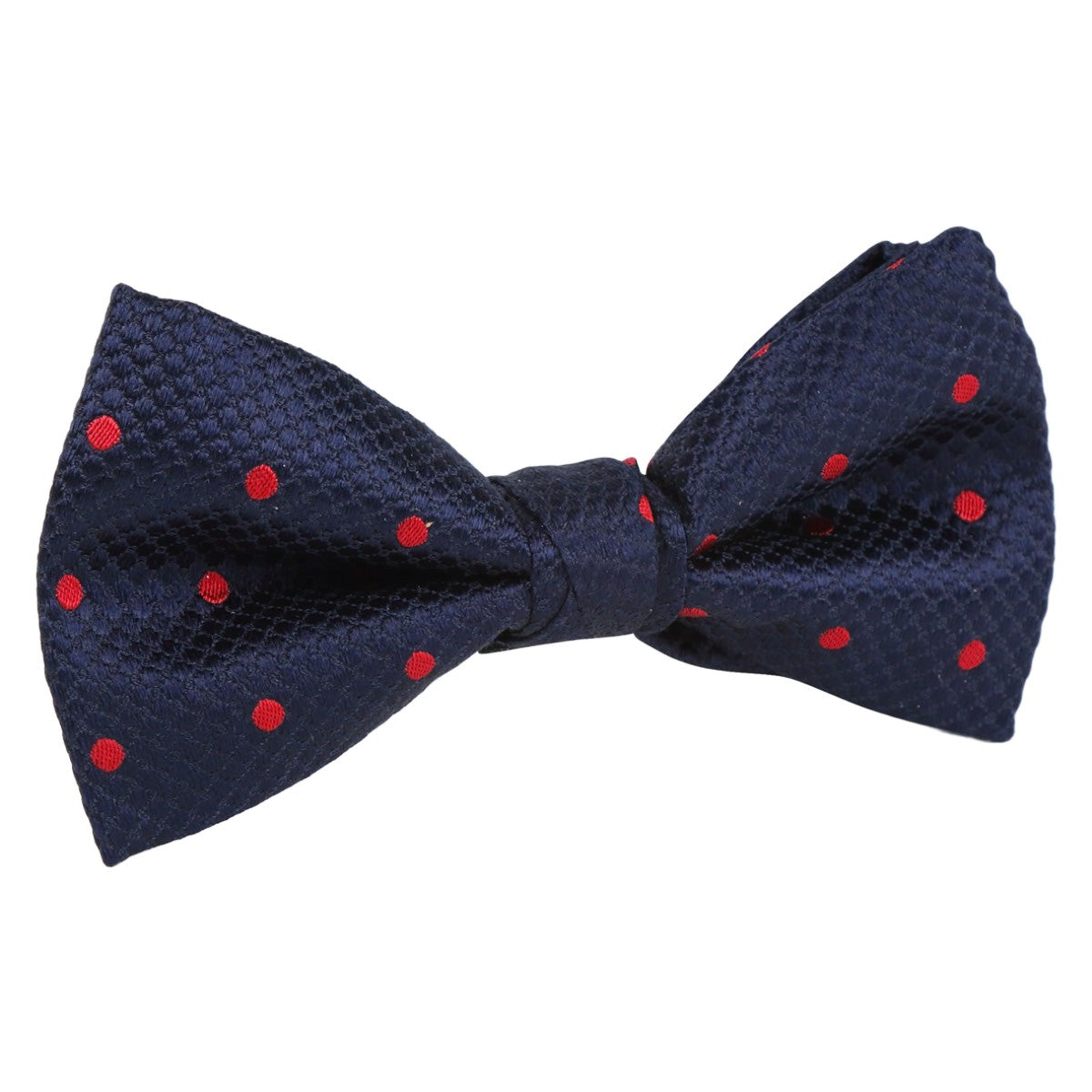 Navy/Red Luxury Silk Polka Dot Single Dimple Bow Tie