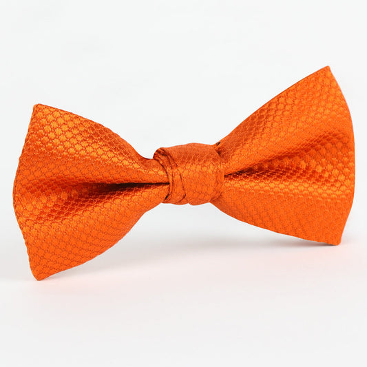 Orange Luxury Silk Square Weave Single Dimple Bow Tie
