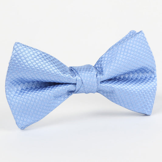 Sky Blue Luxury Silk Square Weave Single Dimple Bow Tie