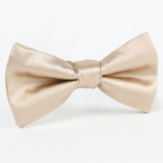 Taupe Luxury Silk Satin Weave Single Dimple Bow Tie