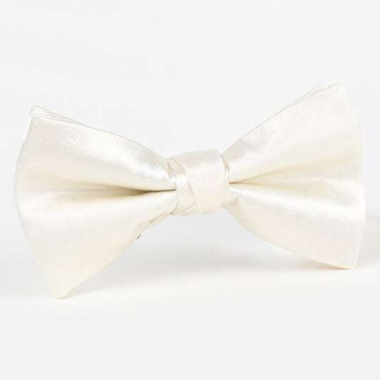 Off White Luxury Silk Satin Weave Single Dimple Bow Tie