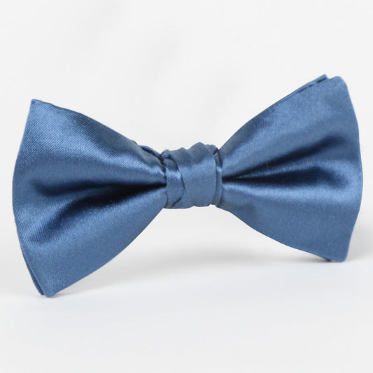 Slate Blue Luxury Silk Satin Weave Single Dimple Bow Tie