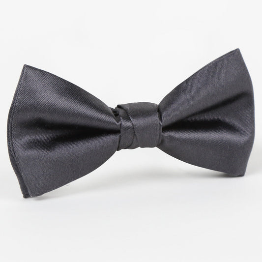 Charcoal Luxury Silk Satin Weave Single Dimple Silk Bow Tie