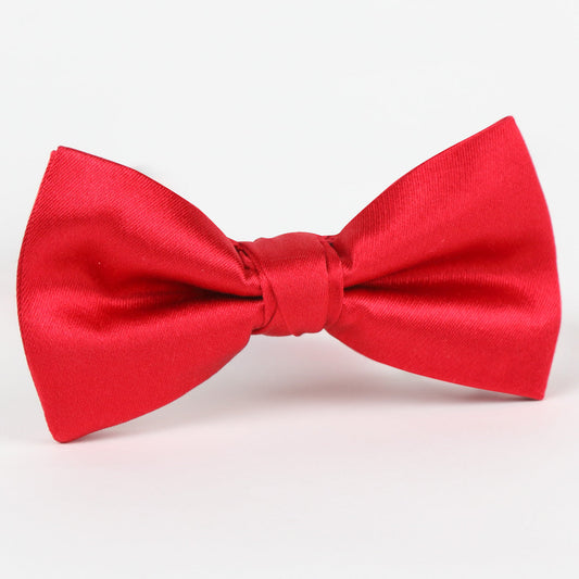 Red Luxury Silk Satin Weave Single Dimple Silk Bow Tie