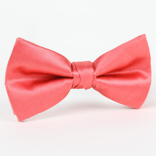 Coral Luxury Silk Satin Weave Single Dimple Bow Tie