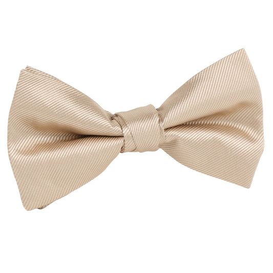 Taupe Twill Weave Single Dimple Silk Bow Tie