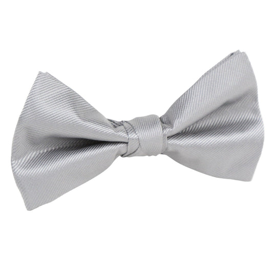 Silver Luxury Silk Twill Weave Single Dimple Bow Tie