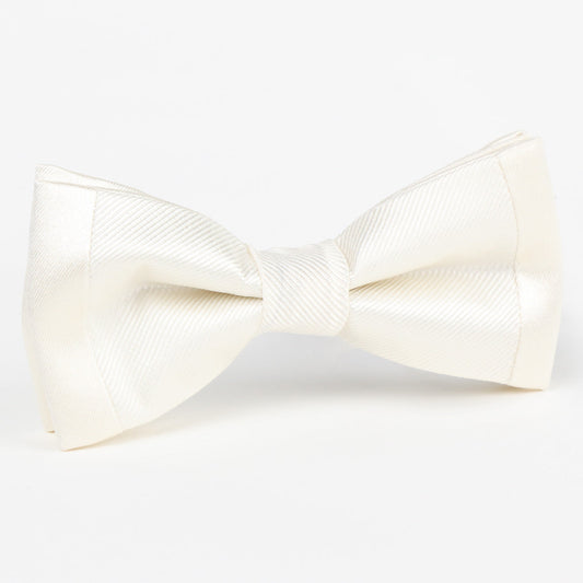 Off White Luxury Pure Silk Twill Weave/Satin Edge Trim Bow Tie