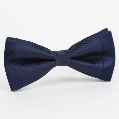 Navy Luxury Pure Silk Twill Weave Satin Edge Slim Bow Tie