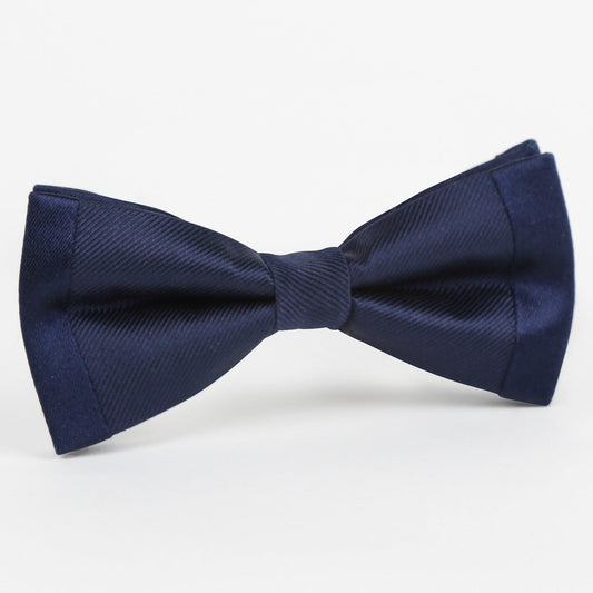 Navy Luxury Pure Silk Twill Weave Satin Edge Slim Bow Tie